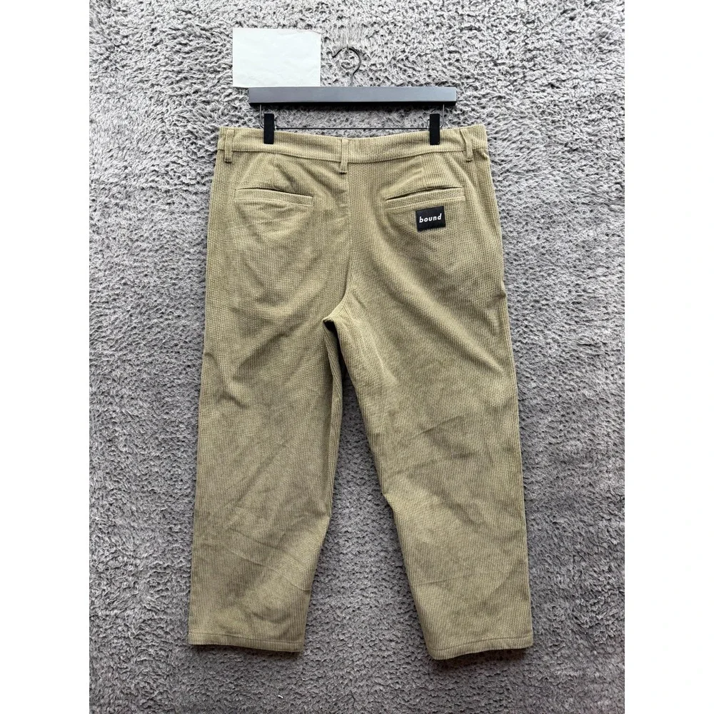 Bound Straight Leg Cropped Mushroom Corduroy Casual Trousers Mens Size L